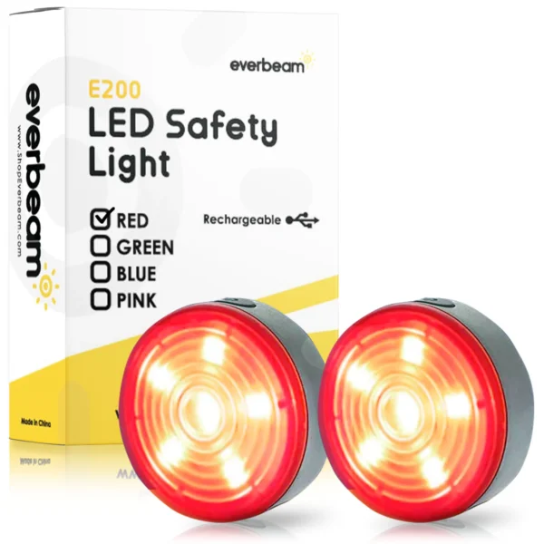 Majestic Glimmer E200 LED Safety Lights Rechargeable - 2 Pack (Red)